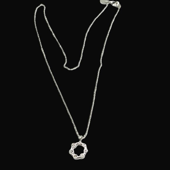 Dana Bachman Delicate Open Circle Crystal Necklace Silver-tone NWOT 18" - Picture 10 of 11